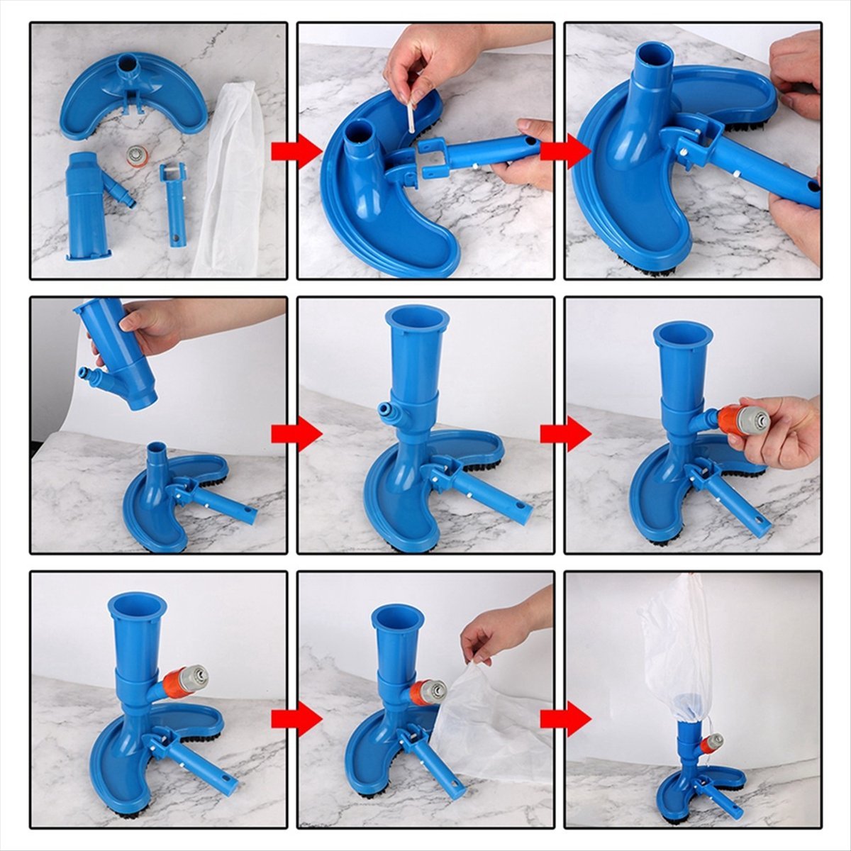Pool Vacuum Head Brush - Herramienta de limpieza y desinfección A387F,