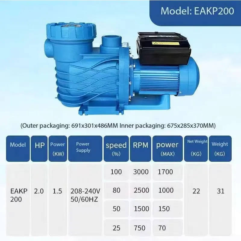 Bomba de circulación de agua p - Pool Pump 2Hp Variable Speed reseña y precio